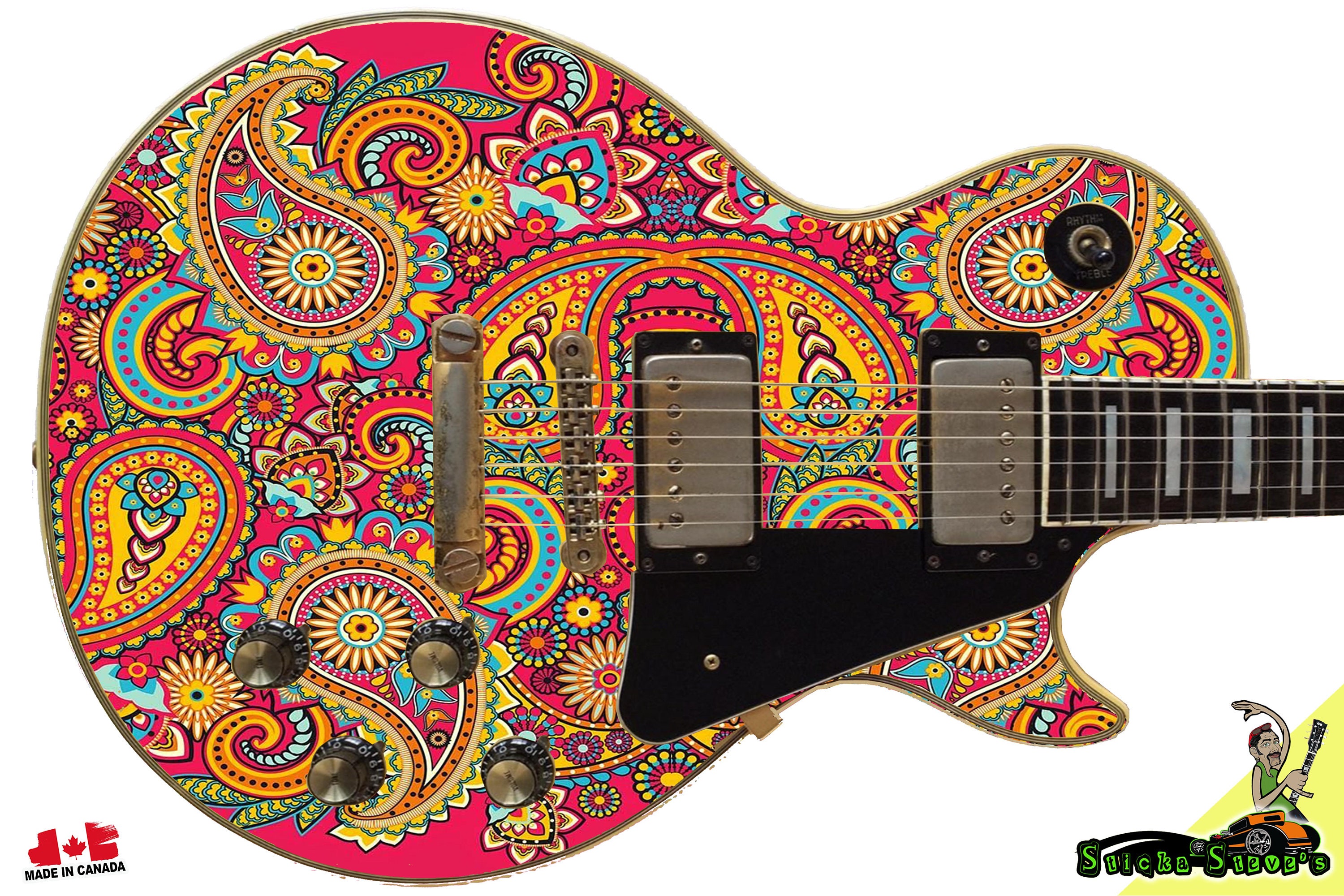 Guitar Skin Axe Wrap Righty Electric Guitar Skin Paisley Pink Etsy UK