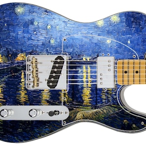 Guitar Skin Axe Wrap Re-skin Starry Night Van Gogh Over The Rhone 690 image 5