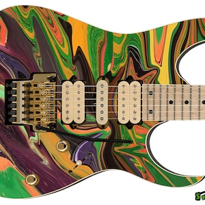 Guitar Skin Axe Wrap Re-skin Bass Reface DIY Jem Vai Swirl PMC Style - 134