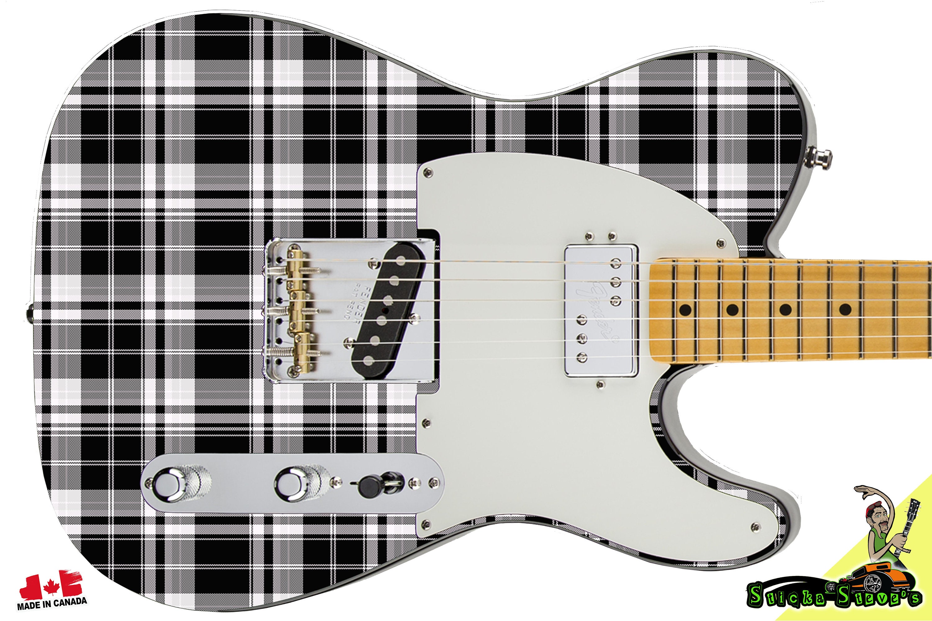 Revestimiento de guitarra, hacha, cuerpo eléctrico, repintado de bajo, cubierta de instrumento musical personalizada, arte DIY, cuadros blancos y negros 105