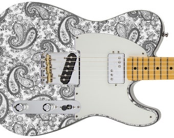 Guitar Skin Top Rated 5-Star Axe Wrap Re-skin Body Bass Reface Electric Music Custom Cover DIY Telecaster '68 White PAISLEY Special GS 203