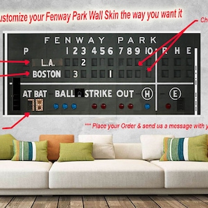 Fenway Park Scoreboard 30&quot; x 67&quot; Removable World Series Customized board