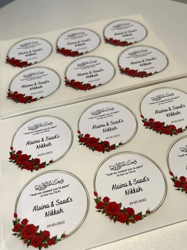 Personalised Nikkah Stickers Etsy