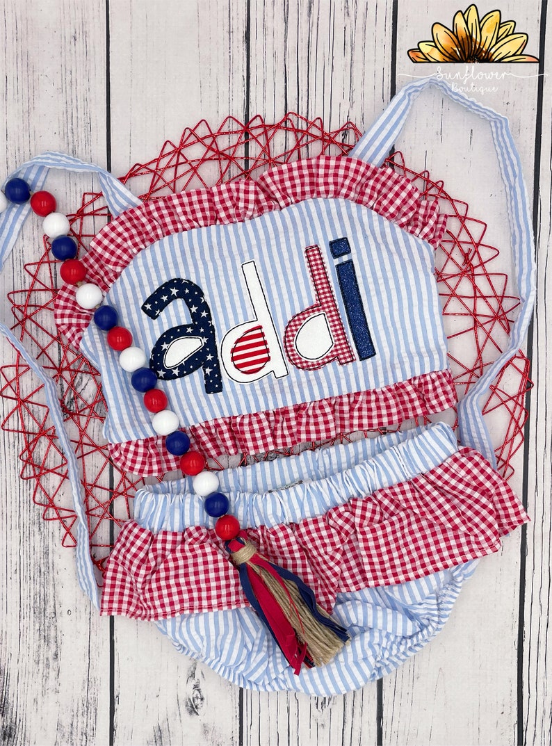 Patriotic Twopiece Bathing Suit/memorial Day Bathing Suit/ Etsy