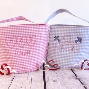 Valentine Baskets/ Valentine Buckets/ Trio Heart Sketch/ Girl Valentine Basket/ Boy Valentine Basket/ Holiday Treat Bucket/ Candy Bag