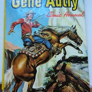 Gene Autry Comic Annual HC circa 1956, World Distributors, Classic Gene Autry Comic Annual, Rare Gene Autry Comic Annual, Gene Autry comic image 1