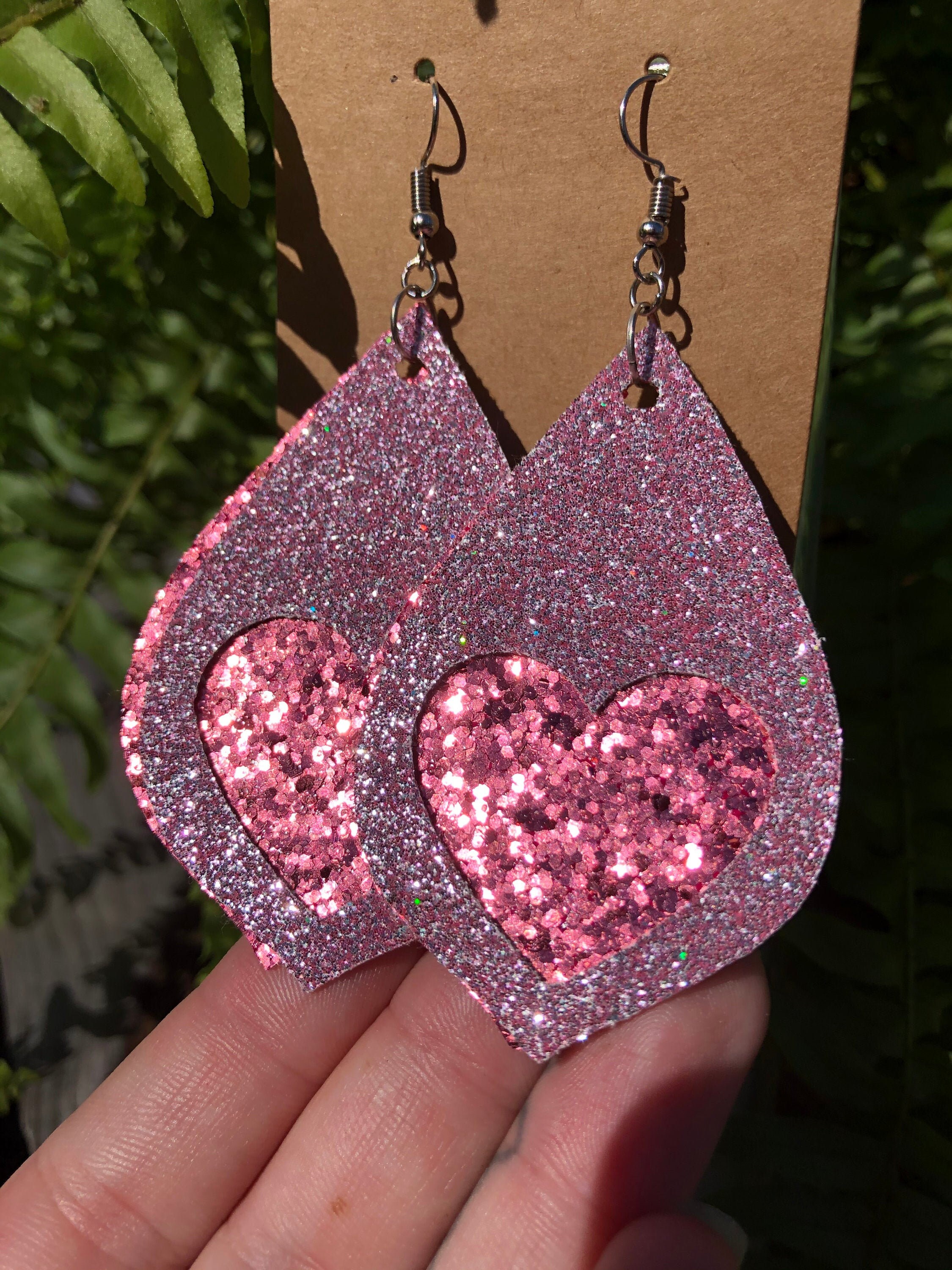 Pink glitter deals earrings