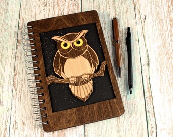 Owl Journal, Owl Sketchbook, Laser Cut Journal, Laser Cut Sketchbook, Wood Journal, Wood Sketchbook, Laser Cut Wood