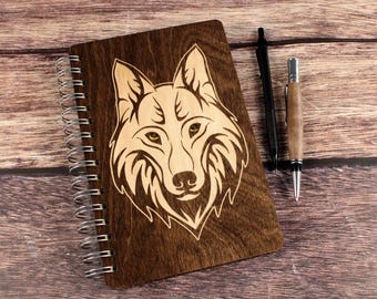 Wolf Journal, Wolf Sketchbook, Laser Cut Journal, Laser Cut Sketchbook, Wood Journal, Wood Sketchbook, Can Be Made Left-Handed