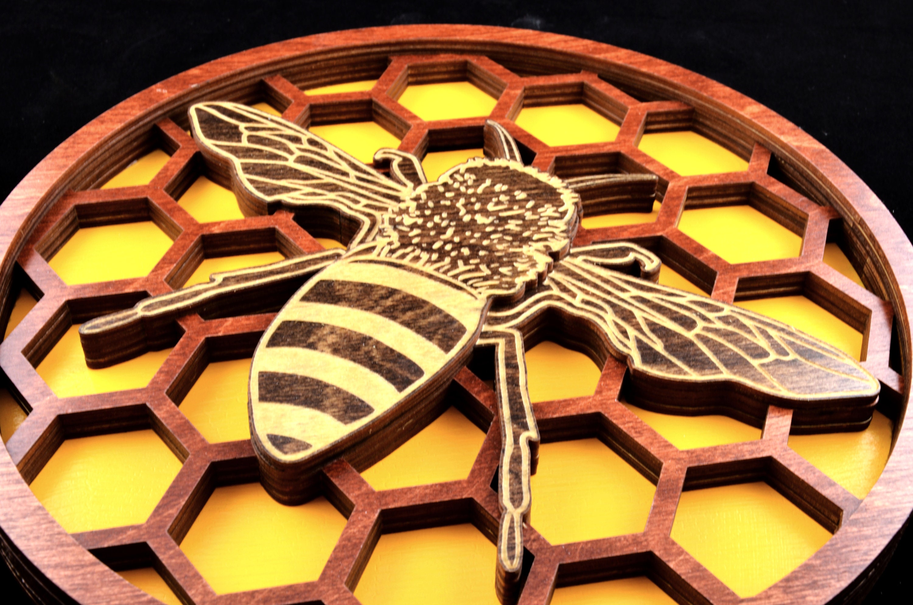 Bee Plaque, Wall Plaque, Layered Plaque, Layered Bee Plaque, Wooden Bee