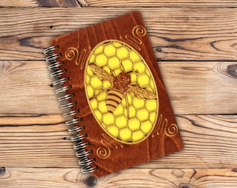 Bee Journal, Bee Sketchbook, Can Be Made Left Handed, Laser Cut Journal, Laser Cut Sketchbook, Wood Journal, Wood Sketchbook, Laser Cut Wood