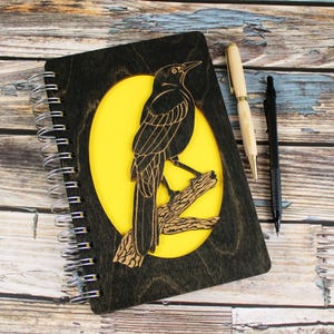 Grackle Journal, Grackle Sketchbook, Laser Cut Journal, Laser Cut Sketchbook, Wood Journal, Wood Sketchbook, Laser Cut Wood, Left handed