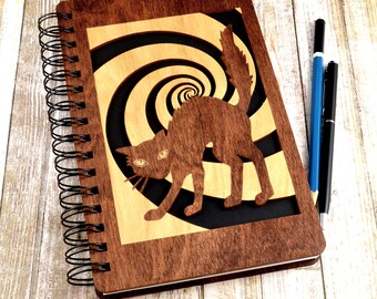 Cat Journal, Cat Sketchbook, Laser Cut Journal, Laser Cut Sketchbook, Wood Journal, Wood Sketchbook, Laser Cut Wood