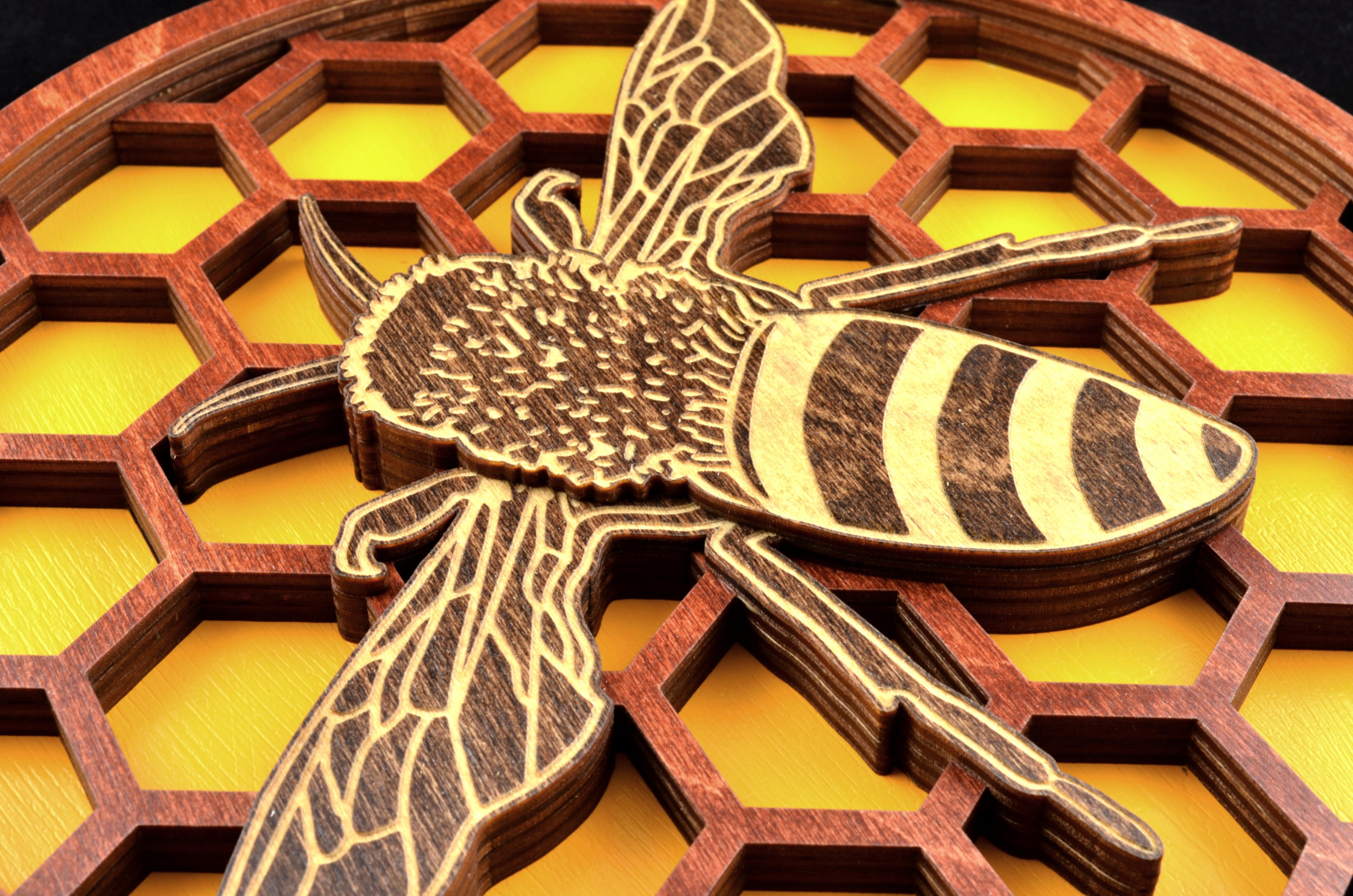Bee Plaque, Wall Plaque, Layered Plaque, Layered Bee Plaque, Wooden Bee