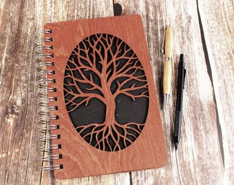 Tree of Life Journal, Tree of Life Sketchbook, Laser Cut Journal, Laser Cut Sketchbook, Wood Journal, Can Be Made Left Handed