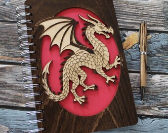 Dragon Journal, Dragon Sketchbook, Laser Cut Journal, Laser Cut Sketchbook, Wood Journal, Wood Sketchbook, Laser Cut Wood