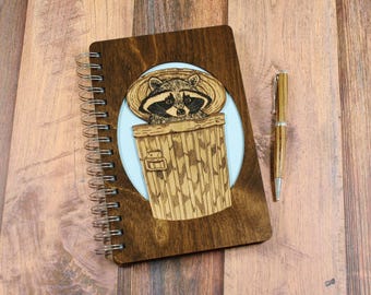 Trash Panda in a Trash Can, refillable Journal or sketchbook