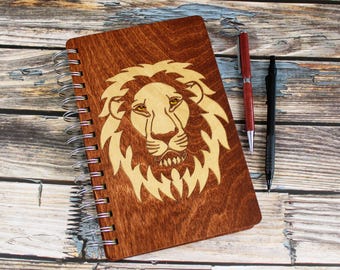 Lion Head Journal, Lion Head Sketchbook, Laser Cut Journal, Laser Cut Sketchbook, Wood Journal, Wood Sketchbook, Laser Cut Wood