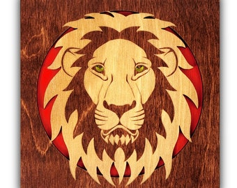 Lion Wall Plaque, Lion Wall Art, Wall Plaque, Wooden Plaque, Wood Wall Art, Laser Cut Wall Art, Laser Cut Plaque