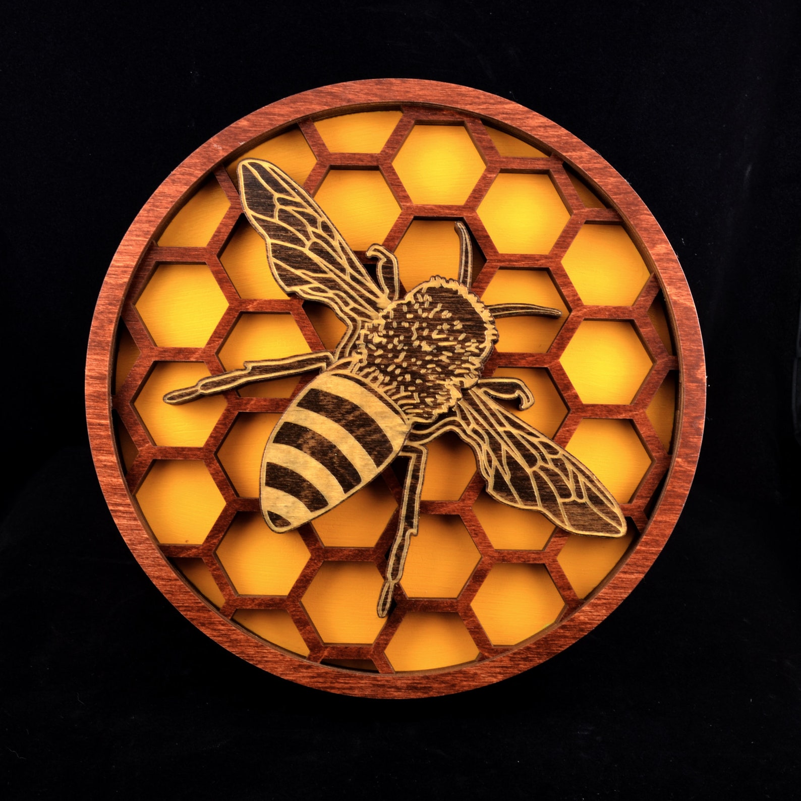 Bee Plaque, Wall Plaque, Layered Plaque, Layered Bee Plaque, Wooden Bee