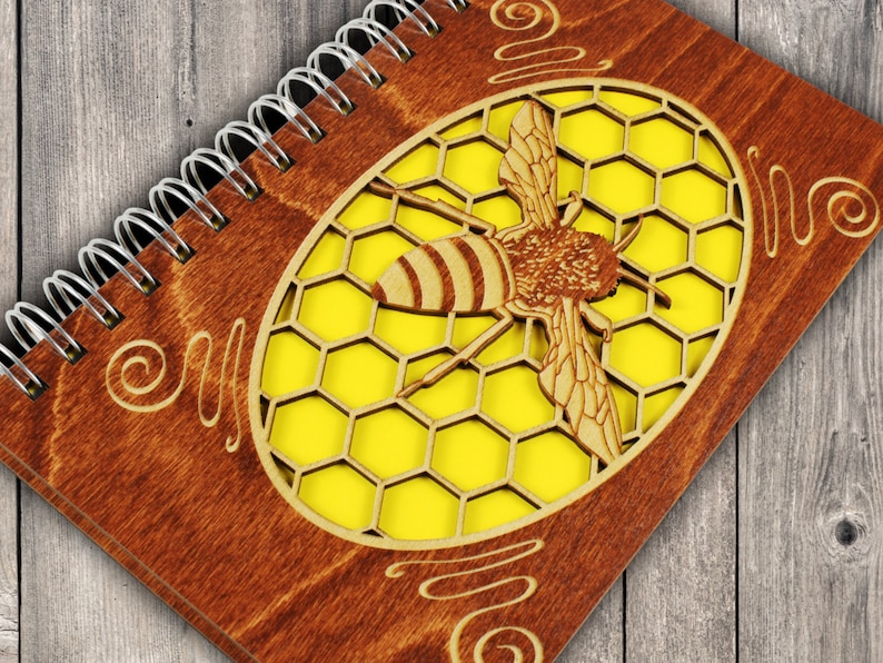 Bee Journal, Bee Sketchbook, Can Be Made Left Handed, Laser Cut Journal