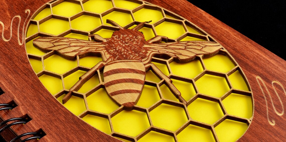 Bee Journal Bee Sketchbook Laser Cut Journal Laser Cut Etsy