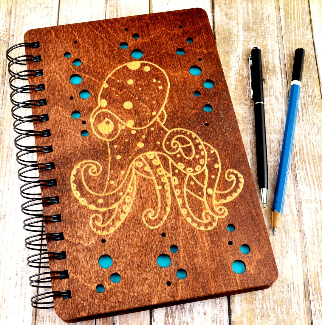Octopus Journal, Octopus Sketchbook, Laser Cut Journal, Laser Cut ...