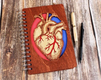 Heart Journal, Heart Sketchbook, Laser Cut Journal, Laser Cut Sketchbook, Wood Journal, Wood Sketchbook, Laser Cut Wood
