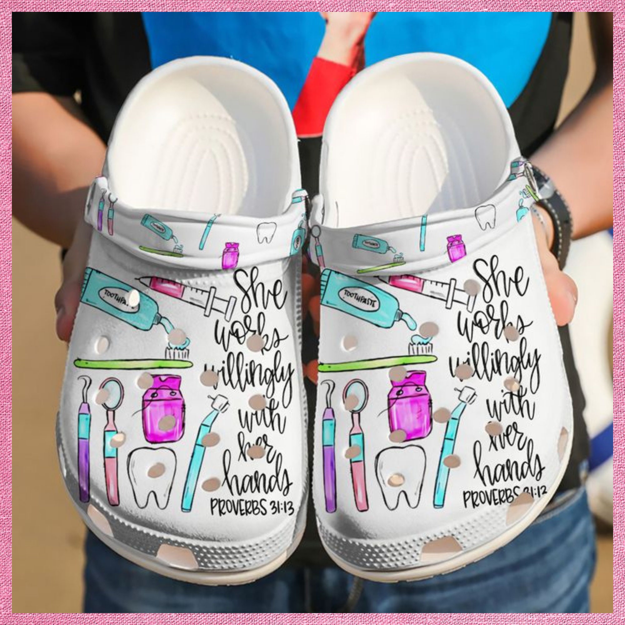 Dental She Works Willingly With Her Hands Crocs Crocband Clog Etsy