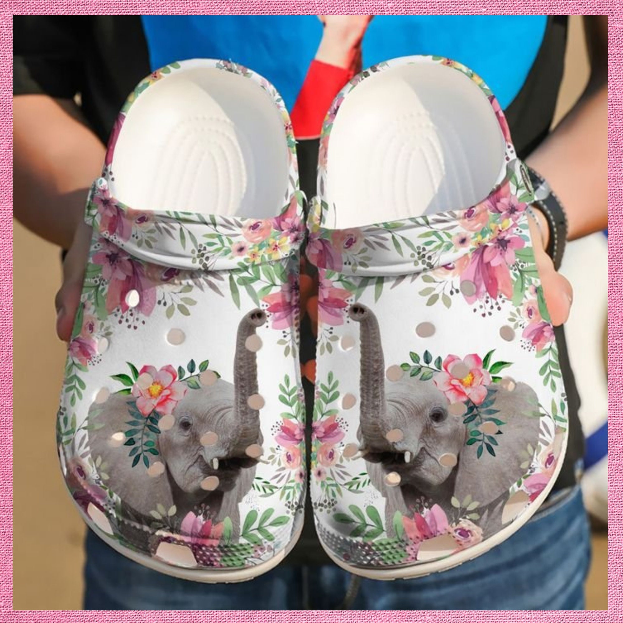 Elephant Floral Crocs Clog Comfortable For Mens And Womens Etsy