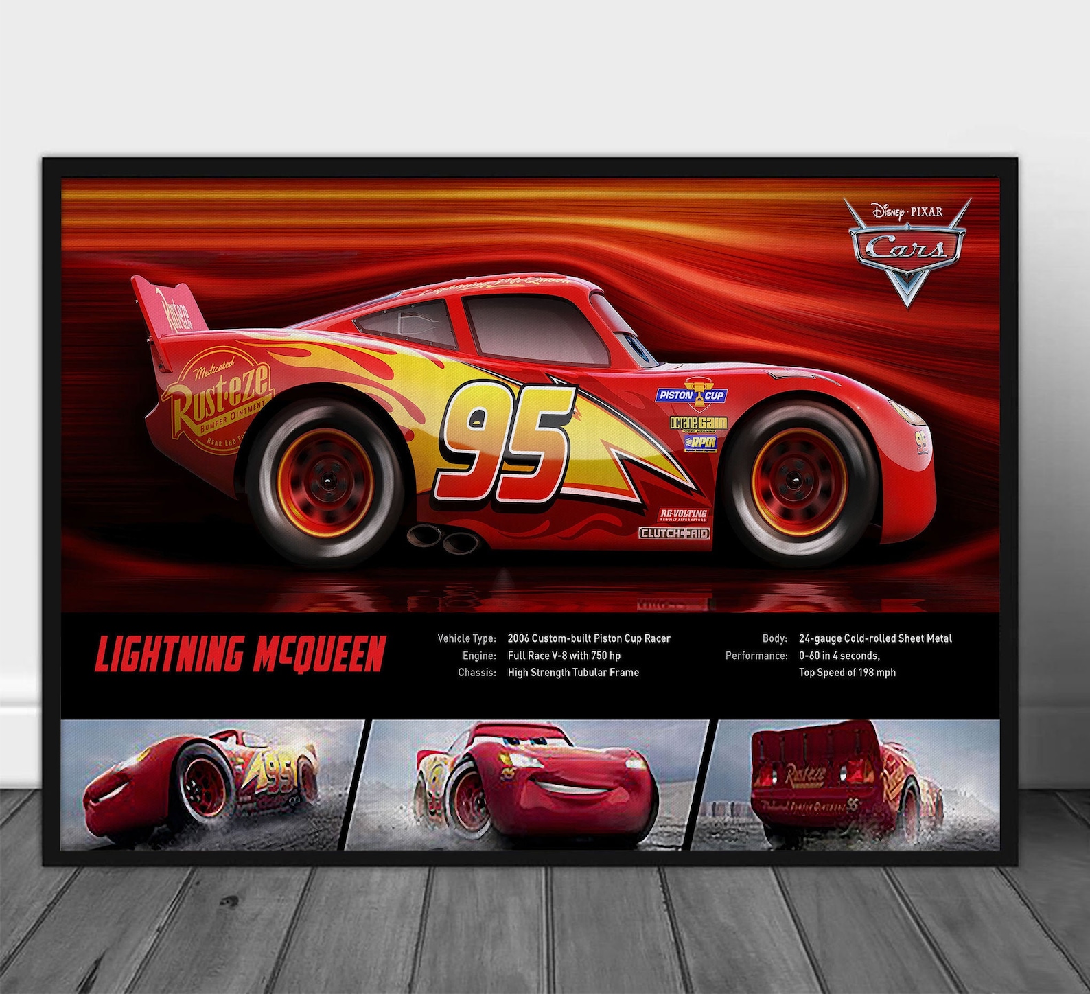 Lightning Mcqueen Poster Disney Animation Art Prints Cars Etsy