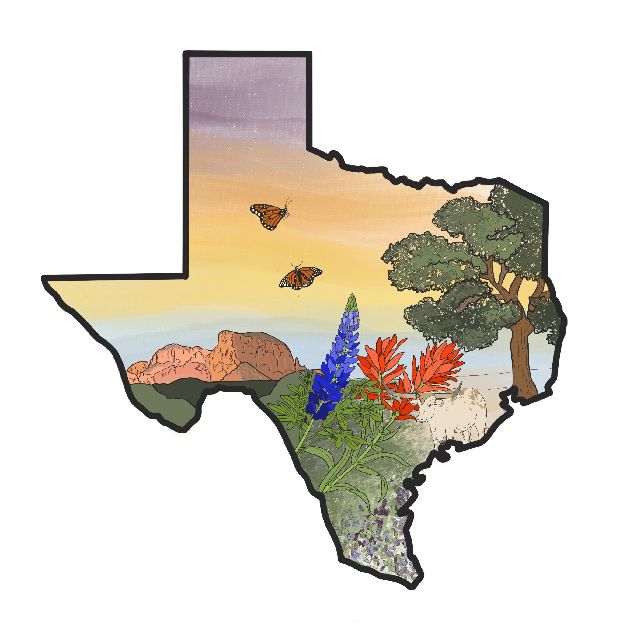 Texas Digital Print State Series | Etsy