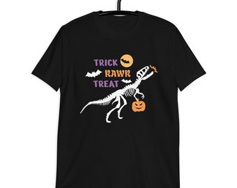 Trick Rawr Treat Shirt, Trick Or Treat Shirt, Vêtements d'Halloween, Halloween Dinosaure, Halloween T-Rex Tee, T-Rex Pumpkin Halloween T-Shirt