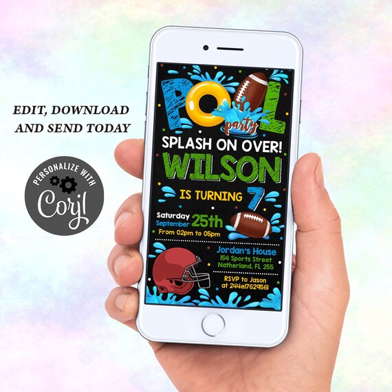 Electronic Birthday Party Invitation Birthday Party Mobile Etsy