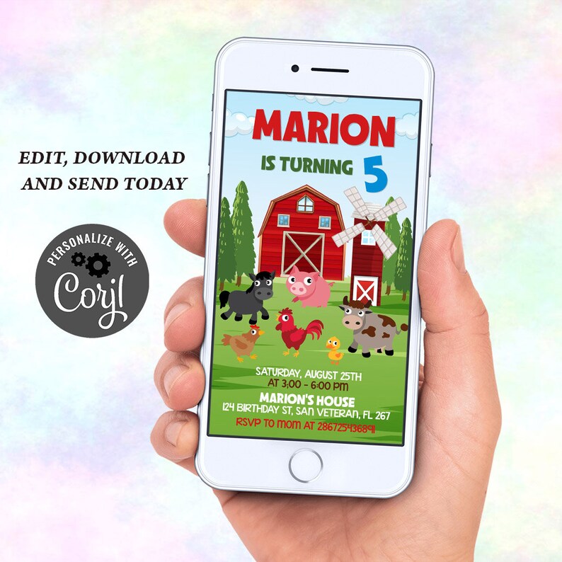 Electronic Birthday Party Invitation Birthday Party Mobile Etsy