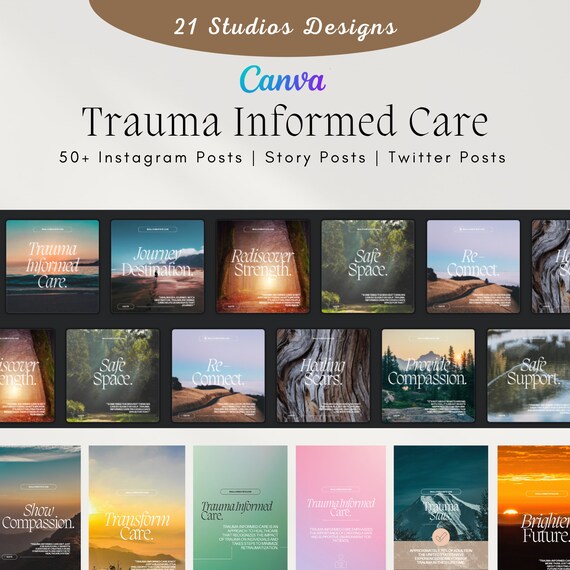 Trauma-Informed Care Social Media Templates | Wellness Content for Canva
