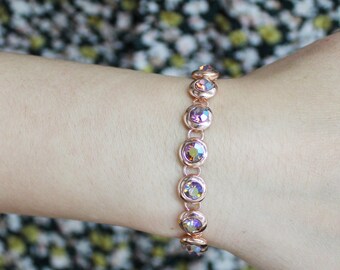 10 Cttw Tennis Bracelet Made with Swarovski Crystals in Pink Rose Gold (7.5 Inches )