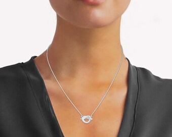 Tiny Knot Heart Charm Necklace Pendant in 925 Sterling Silver