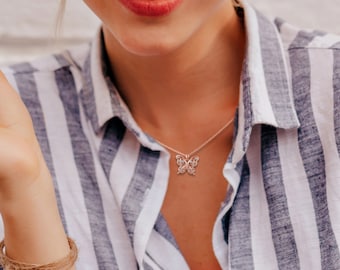 Butterfly Necklace Pendant in 925 Sterling Silver 1/20 Carat tw Cubic Zirconia