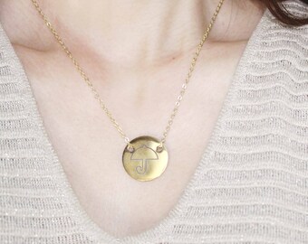 Sterling Silver Umbrella Pendant Necklace, Allergy Free