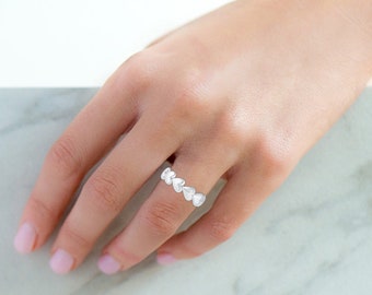 Prime and Pure Stackable Heart Love Half Eternity Ring in 925 Sterling Silver