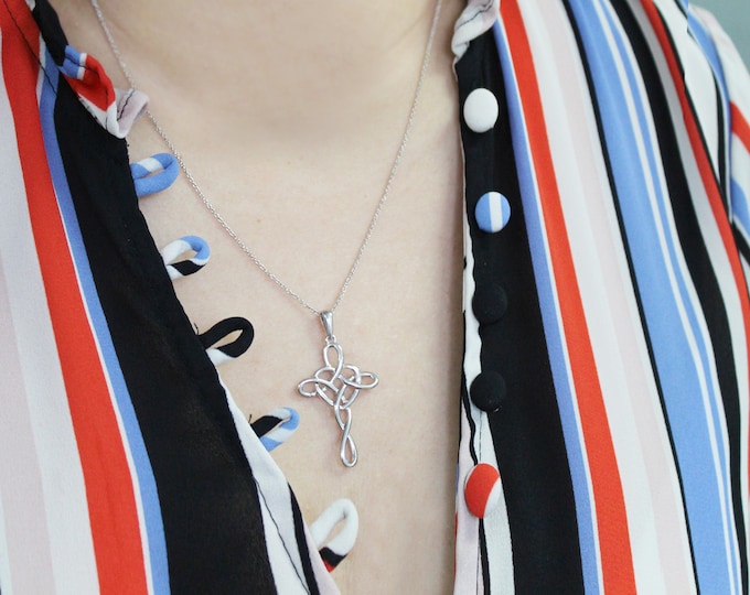 Celtic Knot Cross Pendant Necklace Infinity Love Heart in 925 Sterling ...