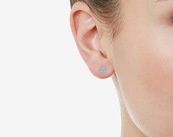 Cubic Zirconia Camellia Flower Stud Earrings, 925 Sterling Silver