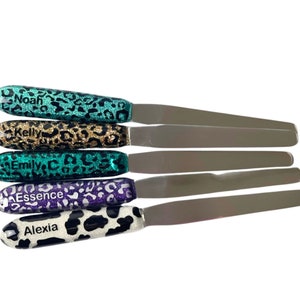 Leopard Pharmacy Spatula Personalized Glitter Rx Cheetah Print 8 or 9 inch, counting tool, CPhT, Pharmacist gift, Cow Spot Spatulas!