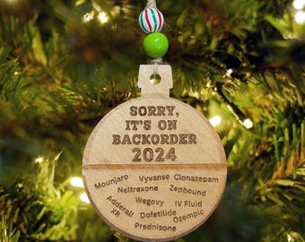 Pharmacy Christmas Ornament! Sorry, it&#39;s on backorder. 2024. Wooden Tree Decoration. 3.5 inches wide. Secret Santa Gift! CPhT, PharmD.