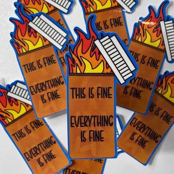 Pharmacy Humor Sticker! 3 inches high. Dumpster fire meets pharmacy vial. Rx pharmacy retail gift to remind you that everything is fine