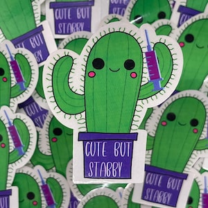 Pharmacy Immunizer Sticker! 2.25  inches tall.  Let everyone know you are cute BUT stabby! Rx gift to brighten your day! CPhT, PharmD gift