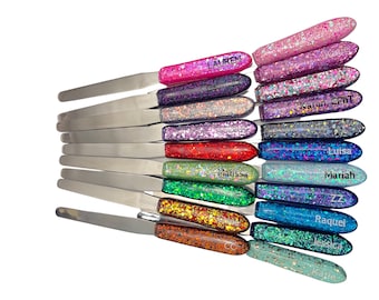 9in Pharmacy Spatula Tapered Custom Rx Chunky mixed sized Glitter. Personalized Christmas gift, CPhT, PharmD, Pharmacy Tech counting tool!