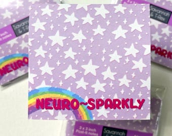 Neuro Sparkly Post-It Notes | 3" x 3" | Funny ADHD Gift | Neurodivergent Stationery | Snarky Autism Pride | Mental Health Humor | AuDHD gift