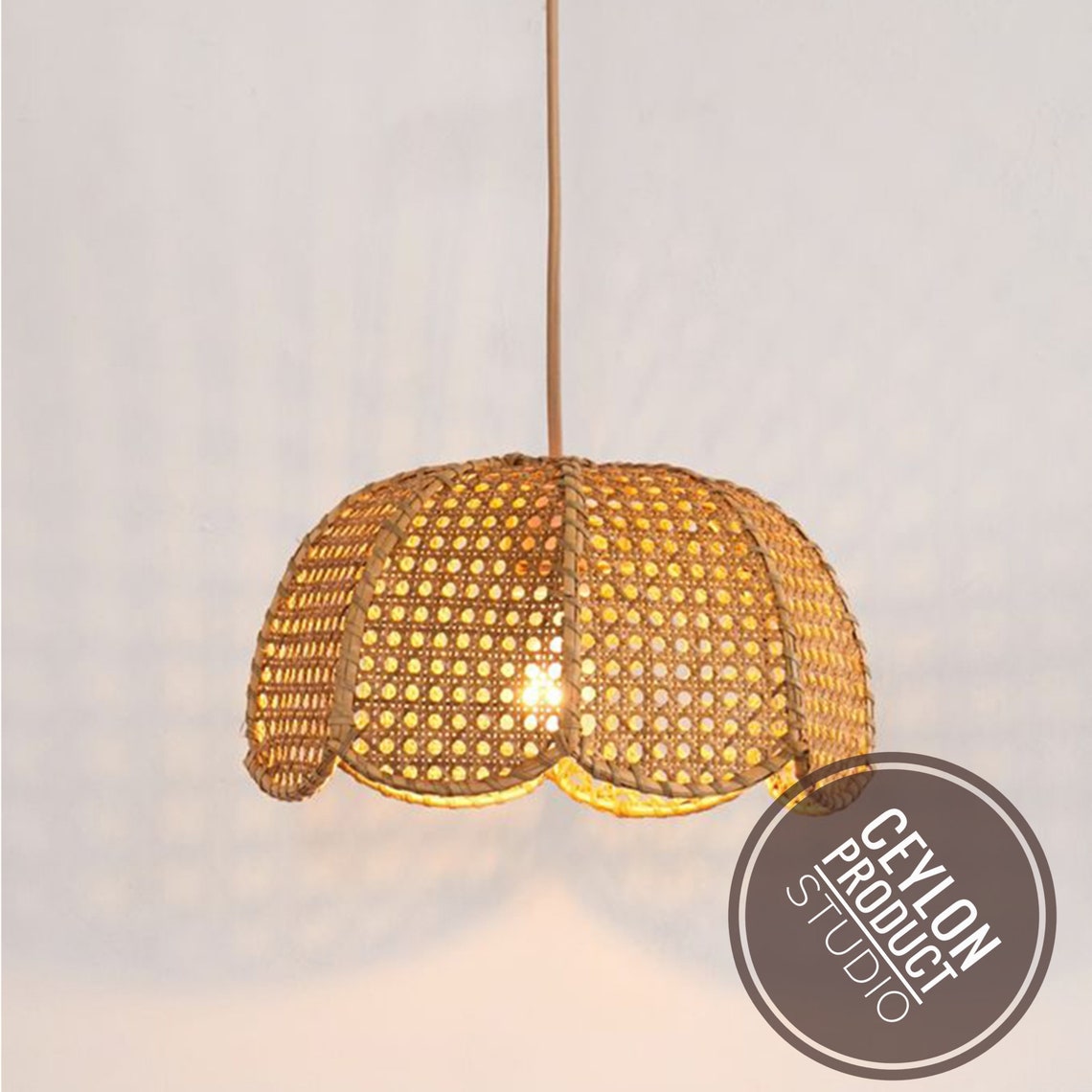 Cane Handmade Rattan Lampshade / Wicker Pendant Light / Etsy